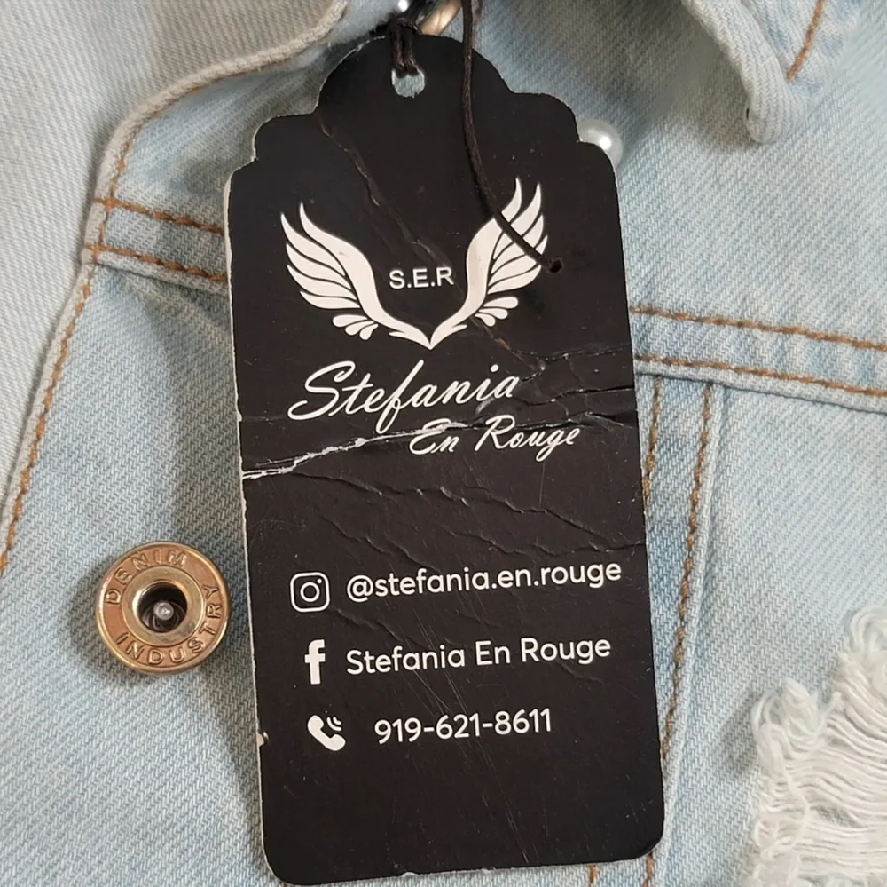 Womens Light Wash Peplum Destructed Hem Detail Jacket Stylish Windbreak size XL - Picture 12 of 16